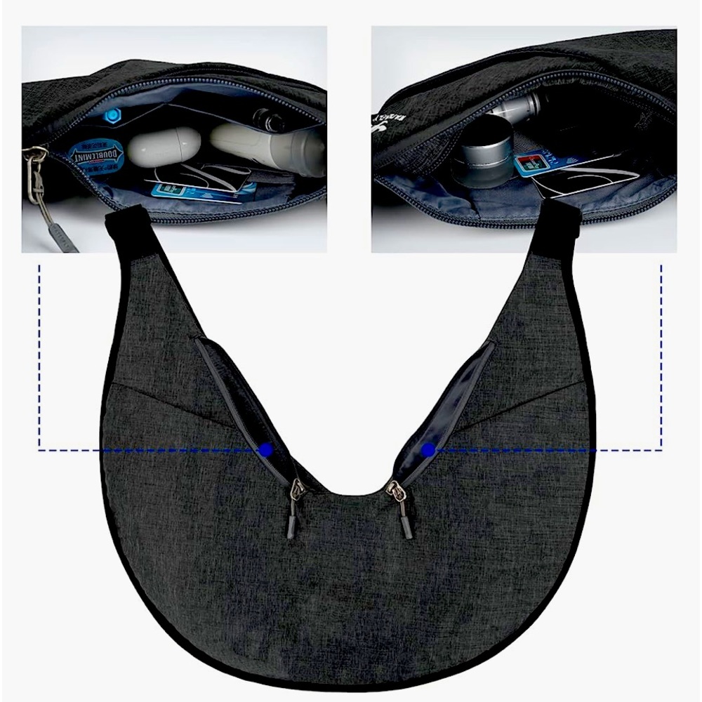 Waterfly sash purse. Gray water lightweight material. Perfect travel bag.